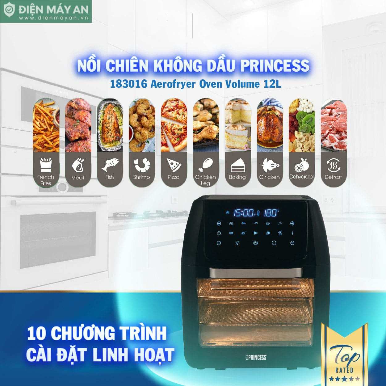 Nồi Chiên Không Dầu Đa Năng Princess 12L 